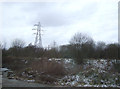 Railway embankment and pylon, Brindle Heath