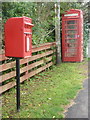 NG2745 : Roskhill: postbox № IV55 28 and phone by Chris Downer