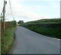 Tre-herbert Road heads SE away from crossroads south of Llandegveth