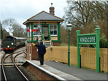 TQ3635 : Train arriving at Kingscote, Bluebell Railway by Robin Webster