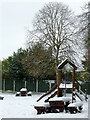 Snow covered beer garden in Penn, Wolverhampton