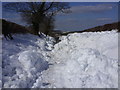 Road blocked with snow near Riley Bank above Frodsham