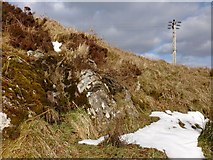NS3679 : Exposed rock face in old quarry pit by Lairich Rig