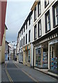 A narrow section of High Street, Brecon