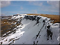 SD7999 : Snow fields and cornices at Hangingstone Scar by Karl and Ali
