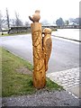 NZ0516 : A wood carving in Bowes' Museum gardens by Stanley Howe