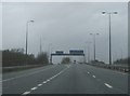 The M4 westwards just before the slip road for the M49