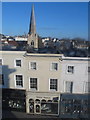 Montpellier walk shops and church spire