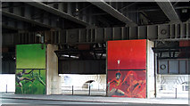 NS5864 : Sport murals under Central Station bridge by Thomas Nugent