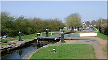 SJ8512 : Canal and lock at Wheaton Aston, Staffordshire by Roger  D Kidd