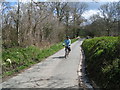 Cyclist having just crossed the River Yeo