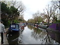 View of the Grand Union Canal heading into the Edgware Road tunnel from the towpath