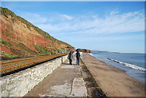 SX9777 : South West Coast Path, South Devon Railway Sea Wall by N Chadwick