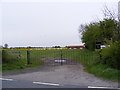 TM3882 : Footpath to Butts Road & entrance to Spexhall Football Club Ground by Geographer