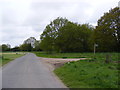 TM3884 : Becks Green Lane & footpath & entrance to Manor Farm by Geographer