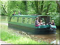 Five ladies on a narrowboat on the Mon. & Brec. near Llangynidr in June