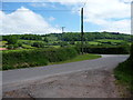 Lane and track junction in rural Monmouthshire