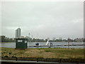 View of the three towerblocks of Lincoln Court, Bethune Road from the New River Walkway