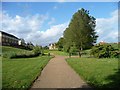 Public footpaths divide, west of Grange Spinney