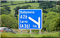 Motorway advance direction sign, Ballymena