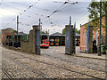 SK3455 : Tram Depot Gates, Crich Tramway Village by David Dixon