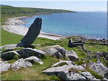 NR7066 : Standing stone and tomb, Cretshengan Bay by sylvia duckworth