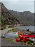 NG7959 : View beyond the top of the jetty in Diabaig by Andrew Hill