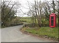 A telephone box beside Heronsford Bridge