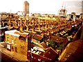 Victorian roofscape of the Roupell Street Conservation Area from a walkway window at Waterloo East