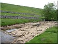 SD8880 : River Wharfe disappearing under a dry waterfall by Christine Johnstone