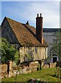 View towards the High Street, from the churchyard,