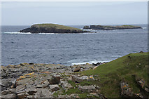 HP5605 : Round Holm and Lang Holm from Houllnan Ness, Westing by Mike Pennington