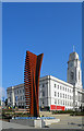 SE3406 : Barnsley Town Hall and new art by Steve  Fareham