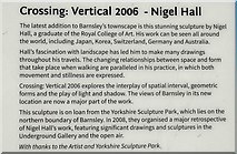 SE3406 : Information panel for Nigel Hall's Crossing: Vertical 2006, Barnsley by Steve  Fareham