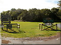 Noticeboards at the northern entrance to Llangorse Common