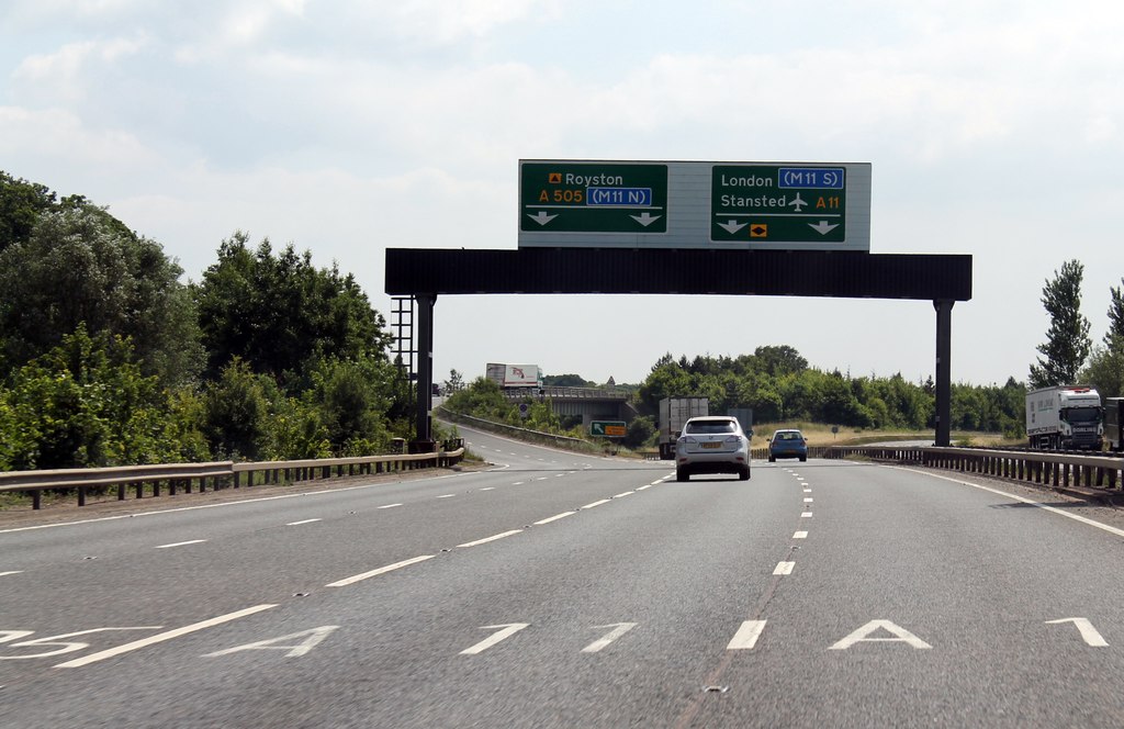 A11 junction with A505 ahead © J.Hannan-Briggs :: Geograph Britain and ...