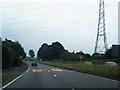 A449 crossed by power lines south of Crossway Green