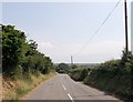 Minor road approaching bends east of Llwynbedw