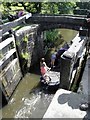 A Dayboat leaving Brearley Lower Lock, Rochdale Canal, Brearley