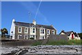 Seafront flats & pillar box, Marine Place, Ardbeg