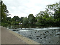 SK2168 : Modest weir on the River Wye by Basher Eyre