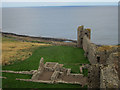 NU2521 : The southern wall of Dunstanburgh Castle by Graham Robson