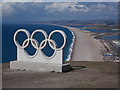 SY6873 : Portland: Olympic Rings and Chesil Beach view by Chris Downer