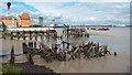 Derelict landing stages, River Thames at Erith