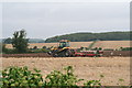 Tractor and plough opposite Aby Grange Farm