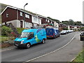 Old-style and a new-style British Gas vans in Blaina