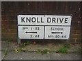 TQ2894 : Interesting old street name sign for Knoll Drive by David Howard