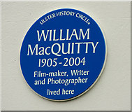 J4982 : William MacQuitty plaque, Bangor by Albert Bridge