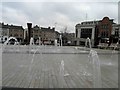 SE3406 : Fountains in the newly opened and named Barnsley Pals Centenary Square by Steve  Fareham