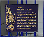 NS7993 : Stirling railway station plaque by Ian Taylor